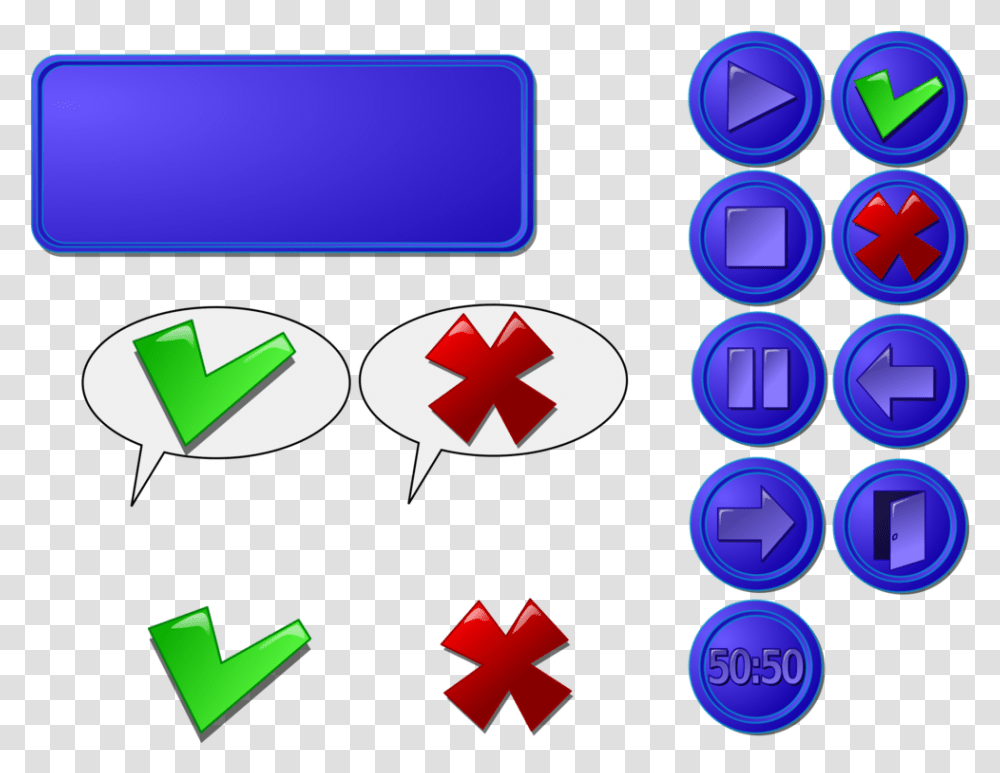Gui Buttons Cross Mark Computer Play Pause Check Raf Roundel, Recycling Symbol, Electronics, Number Transparent Png