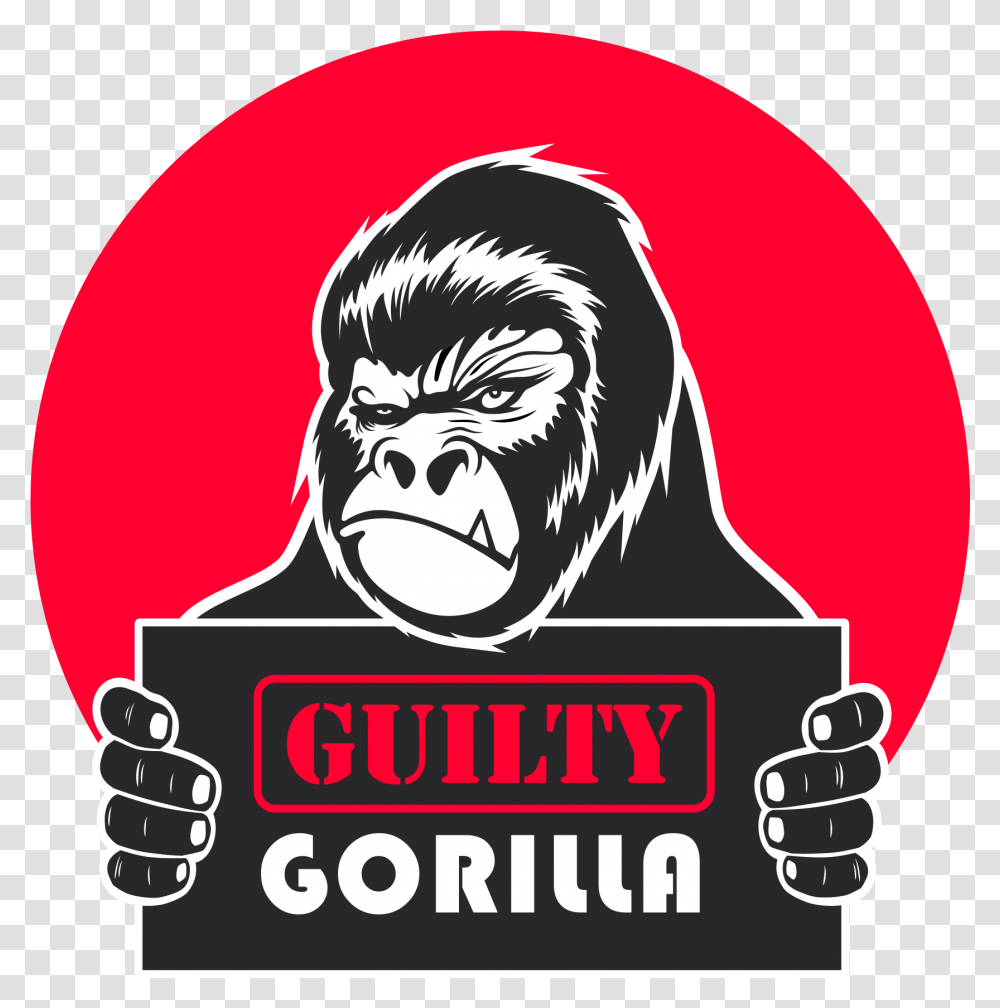 Guilty Gorilla Red Gorilla Logo, Ape, Wildlife, Mammal, Animal Transparent Png