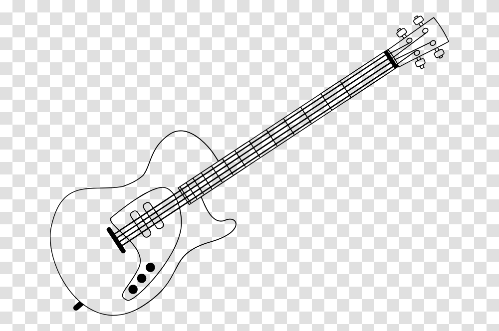 Guitar 2 Bass Guitar Black And White Outline, Gray, World Of Warcraft Transparent Png