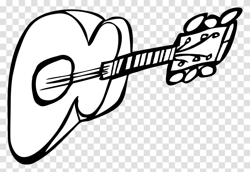Guitar Black White Line Art Coloring Sheet Colouring, Leisure Activities, Musical Instrument, Gun, Weapon Transparent Png
