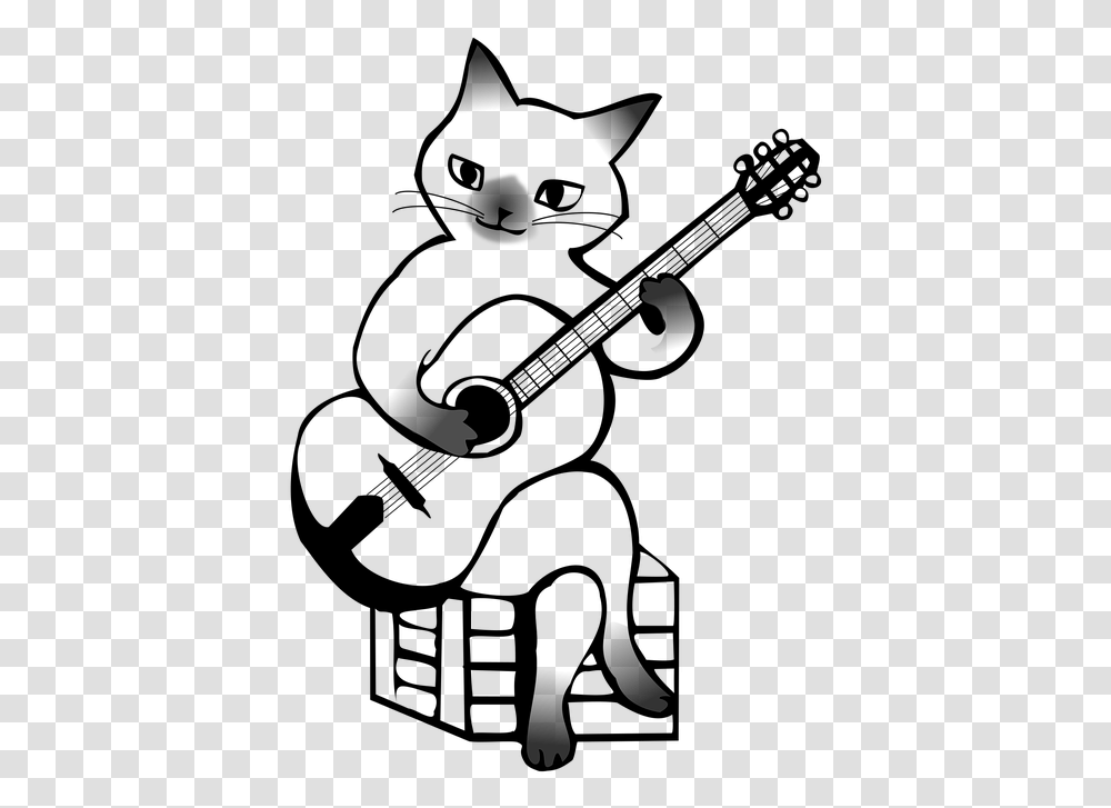Guitar Musical Instruments Music Jazz Cat Nice Drawings Musical Instruments, Silhouette, Face, Photography, Stencil Transparent Png