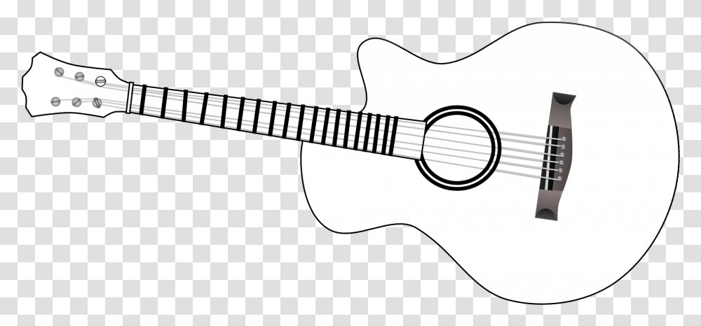 Guitar Outline Clip Art Black And White Acoustic Guitar, Leisure Activities, Musical Instrument, Bass Guitar Transparent Png