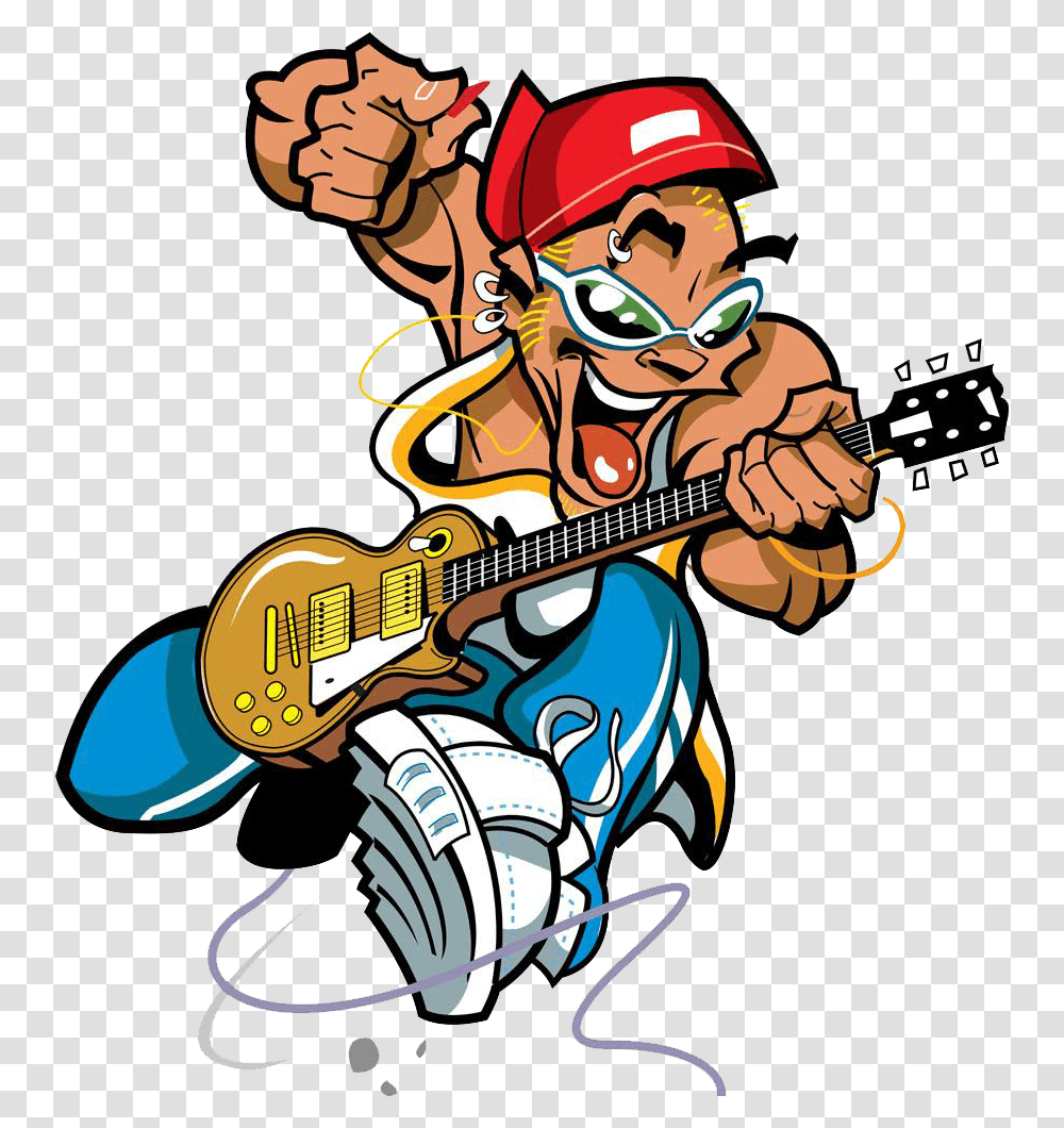 Guitar Player Free Download Hd Clipart Bass Guitar Player Cartoon, Leisure Activities, Musical Instrument, Helmet Transparent Png