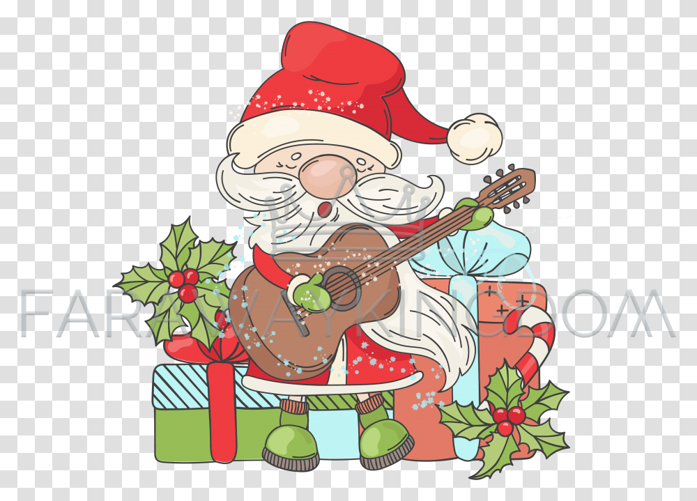 Guitar Santa Music Merry Christmas Vector, Person, Human, Leisure Activities, Musical Instrument Transparent Png