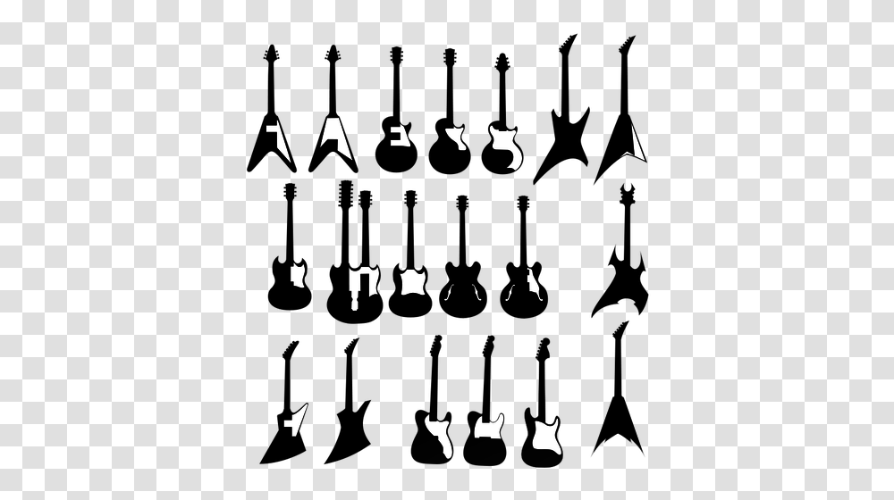 Guitar Types Vector Illustration, Poster, Silhouette, Cat Transparent Png
