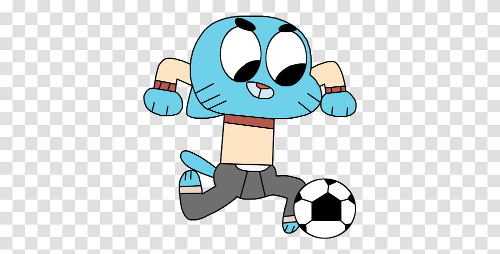 Gumball Watterson Playing Football Gumball Playing Football, Soccer Ball, Team Sport, Sports, Hand Transparent Png