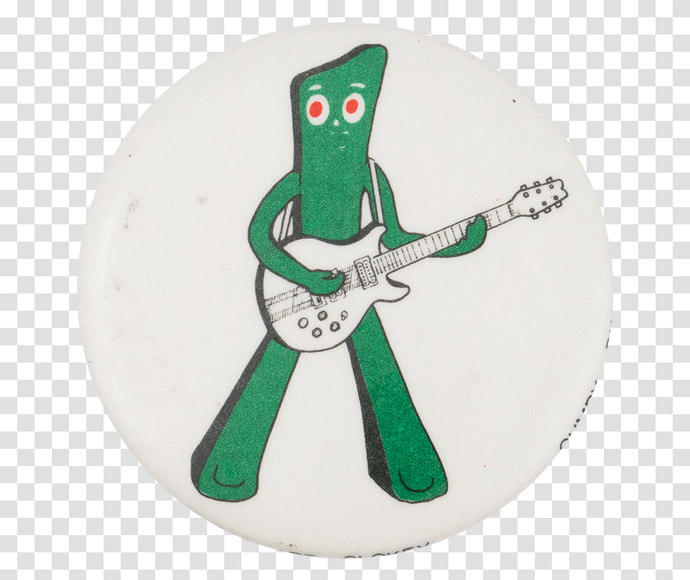 Gumby With Guitar Entertainment Button Museum Cartoon, Leisure Activities, Musical Instrument, Reptile, Animal Transparent Png