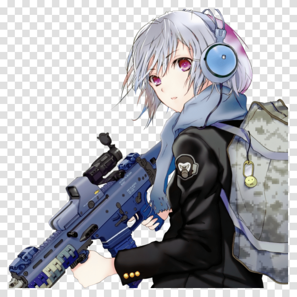 Gun Anime Girl, Weapon, Weaponry, Manga, Comics Transparent Png