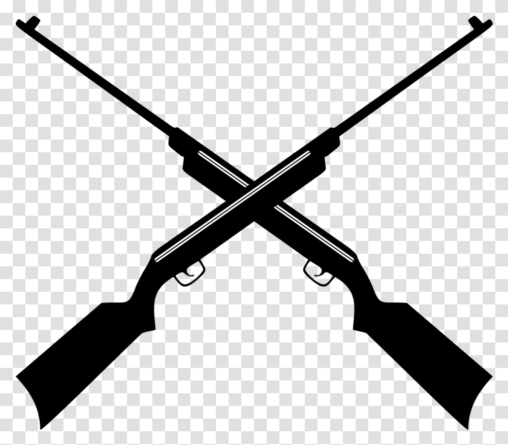 Gun Clipart File Crossed Rifle Silhouette, Arrow, Aircraft, Vehicle Transparent Png