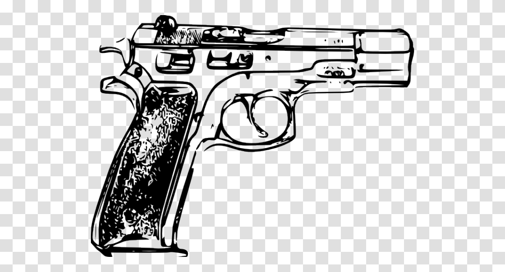 Gun Clipart Policeman Gun Image Black And White, Weapon, Weaponry, Handgun Transparent Png