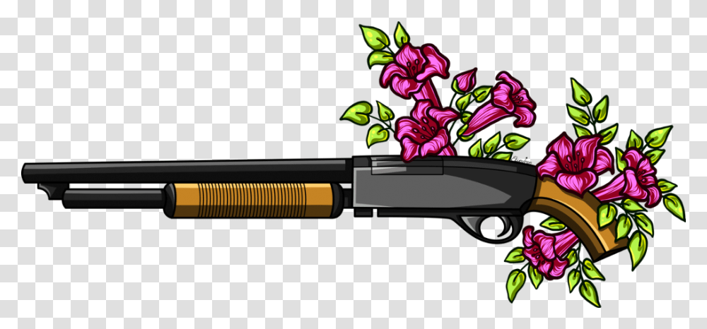 Gun Flowers Escopeta Flower Tumblr Killer Rifle, Weapon, Weaponry Transparent Png