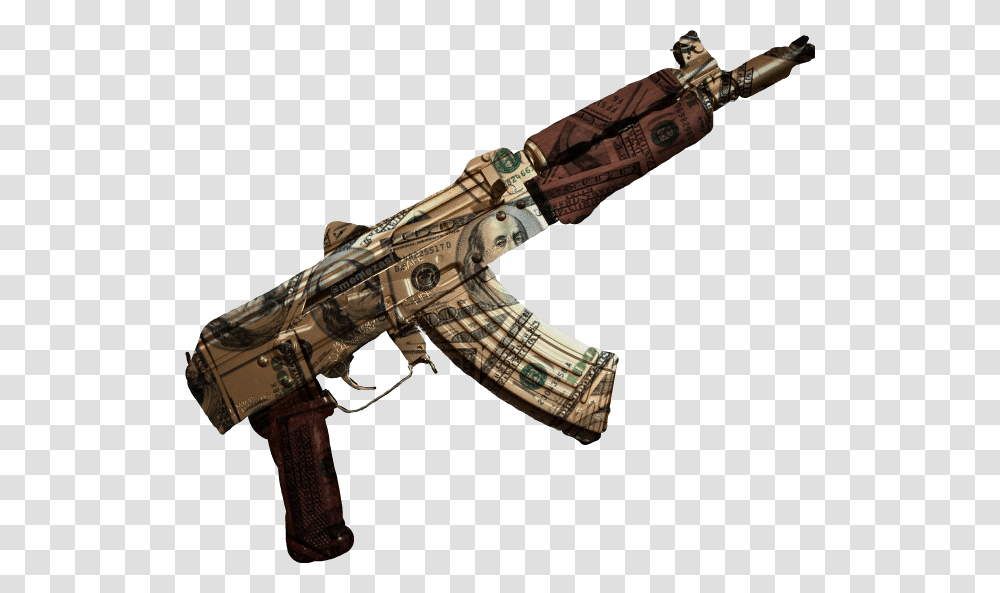 Gun Gold Guns Machine Ak47 Draco Pistola Money Custom Gun, Weapon, Weaponry, Machine Gun, Rifle Transparent Png