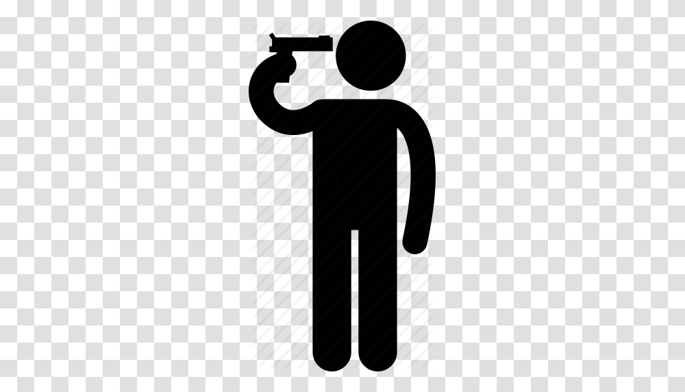 Gun Head Himself Kill Man Pointing Suicide Icon, Piano, Leisure Activities, Musical Instrument, Electronics Transparent Png