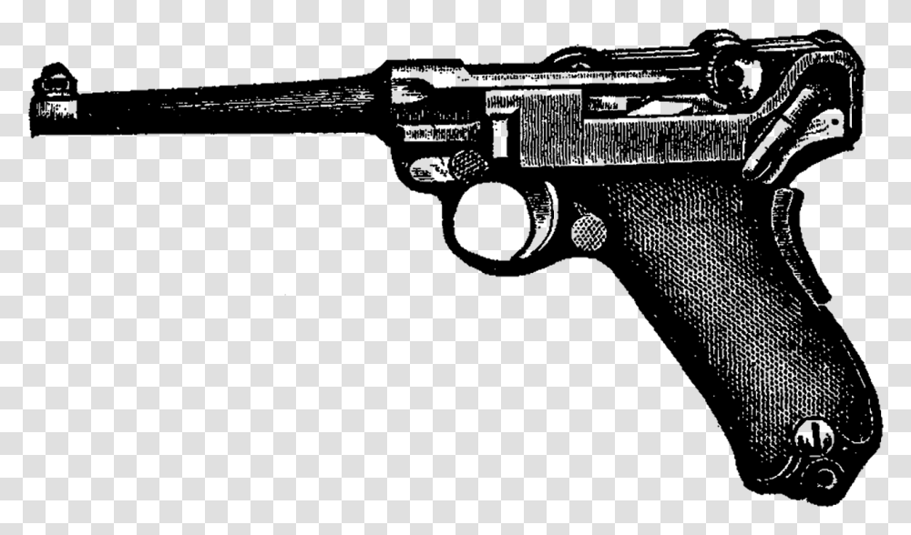 Gun Pistol Luger Digital Download Gun Vintage Free Art, Weapon, Weaponry, Handgun Transparent Png