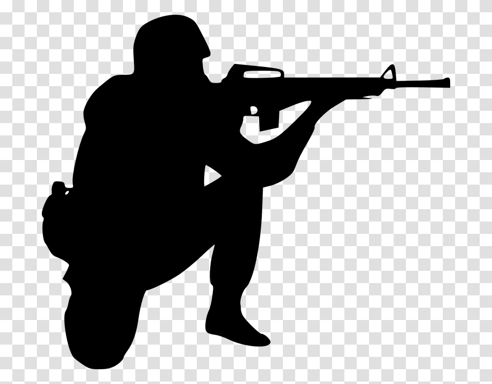 Gun Shooting Black And White Soldier, Gray, World Of Warcraft Transparent Png