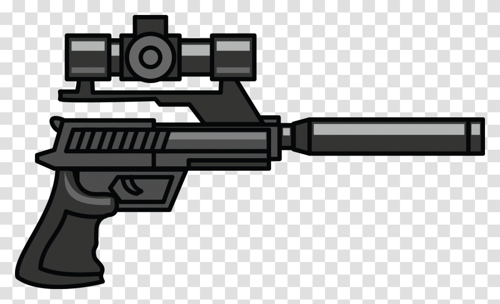 Gun Snipers Pencil And Pistol With Silencer And Scope, Weapon, Weaponry, Camera, Electronics Transparent Png