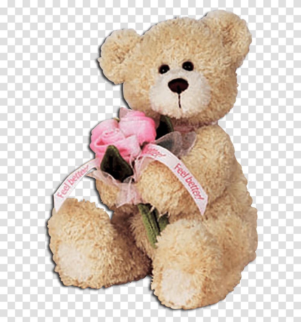 Gund Feel Better Teddy Bear With Pink Roses, Toy Transparent Png