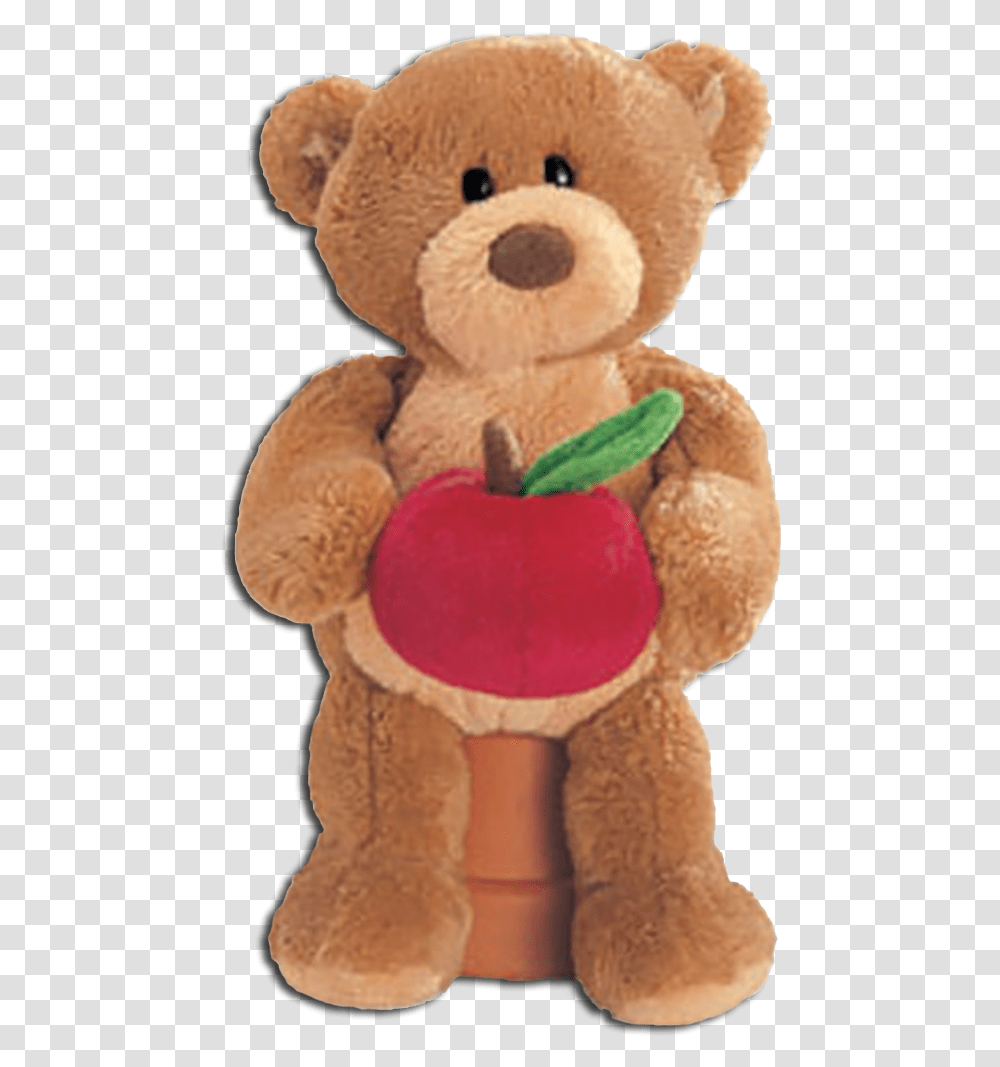 Gund Thinking Of You Teddy Bear Teacher With Apple Stuffed Toy, Plush, Plant, Food Transparent Png