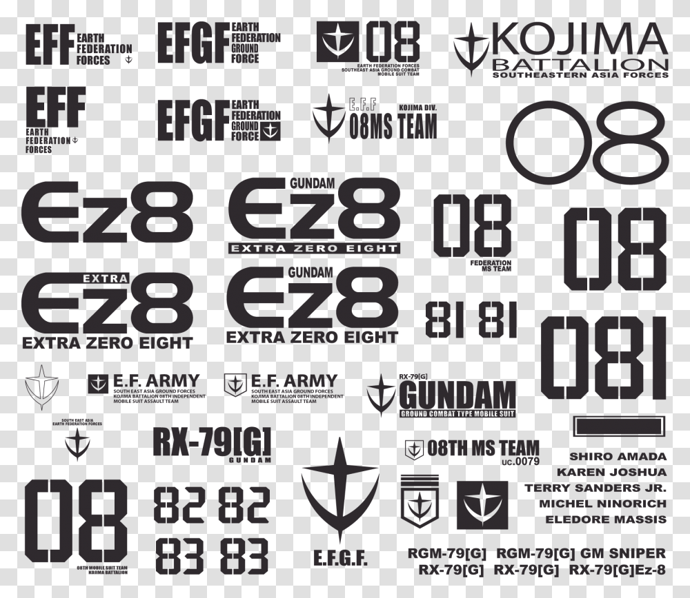 Gundam Decal, Alphabet, Number Transparent Png
