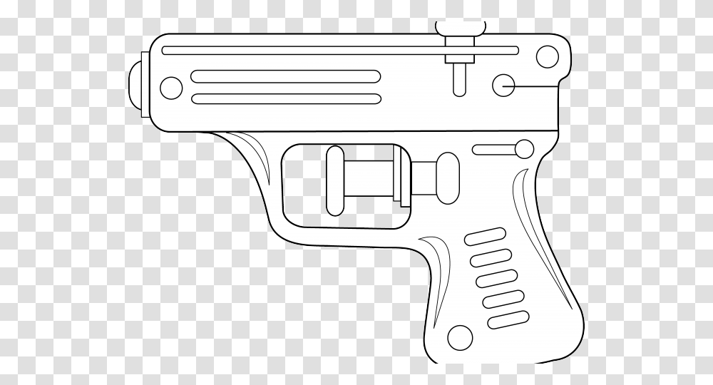 Guns Clipart Line Art Water Gun Clip Art Black And White, Weapon, Weaponry, Handgun, Toy Transparent Png
