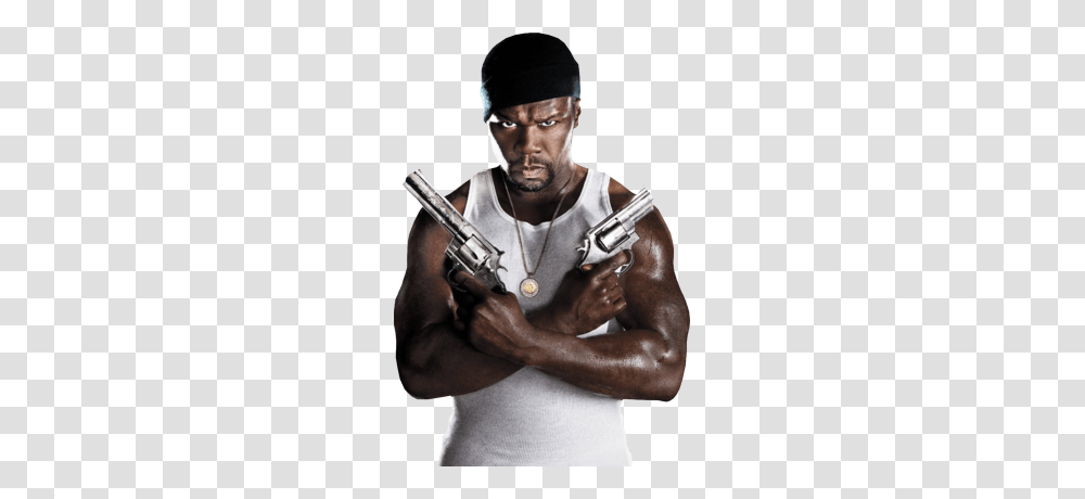 Guns Revolvers Gunit 50 Cent With Guns, Person, Human, Weapon, Weaponry Transparent Png