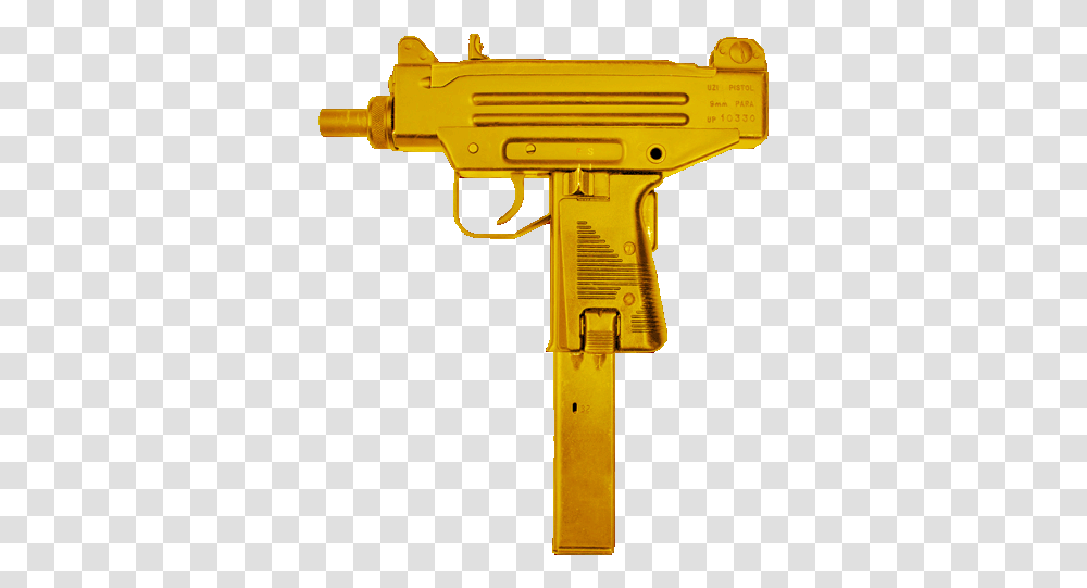 Guns Uzi Gold Uzi Gun, Weapon, Weaponry, Handgun, Label Transparent Png