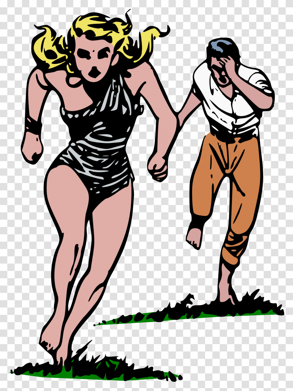 Guy Chasing Girl Cartoon, Person, People, Shorts Transparent Png