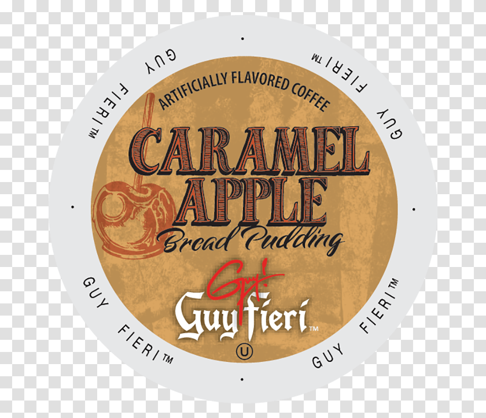 Guy Fieri Caramel Apple Bread Pudding Kcups 96ct Circle, Label, Text, Logo, Symbol Transparent Png