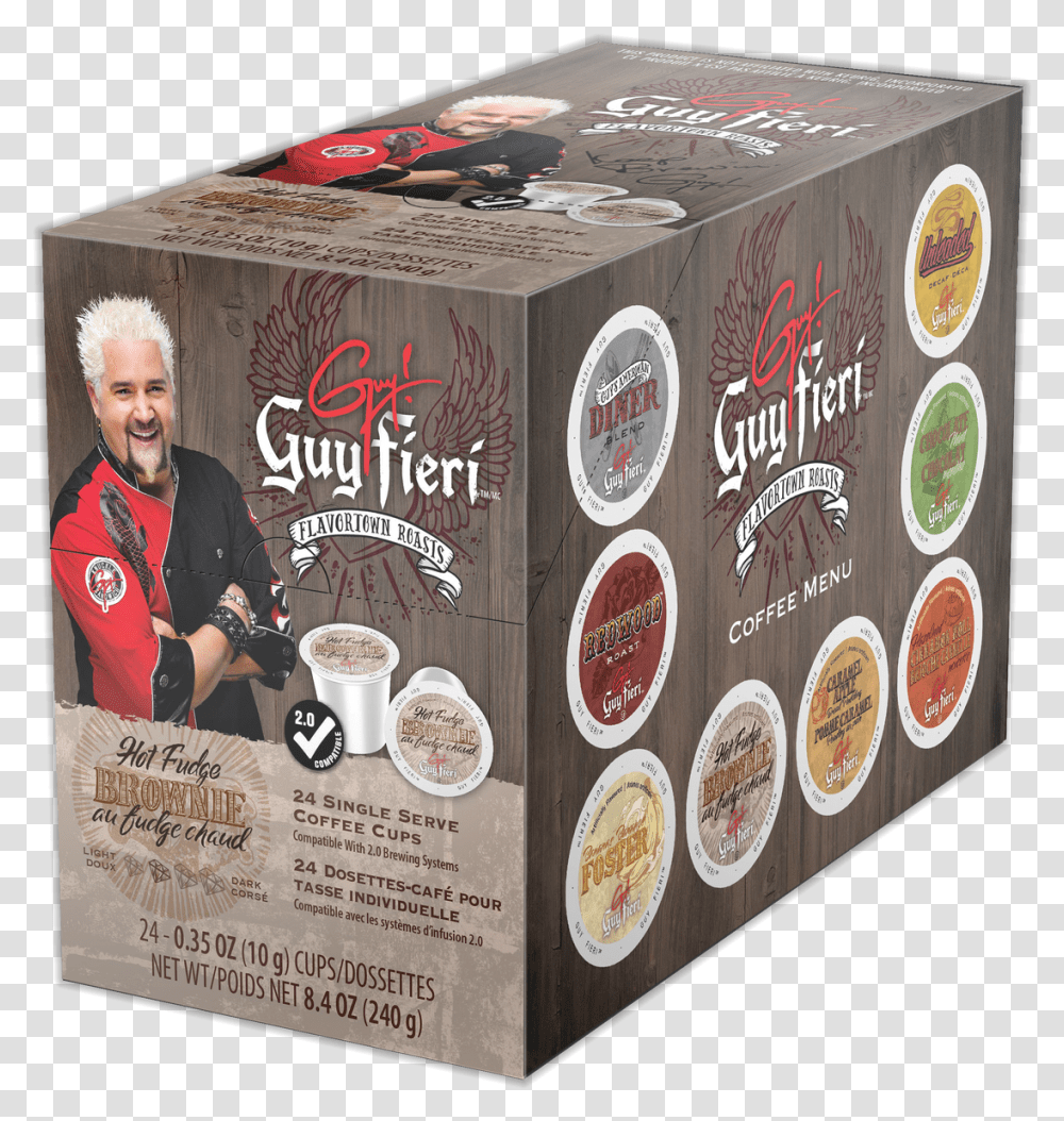 Guy Fieri K Cups, Person, Box, Food Transparent Png