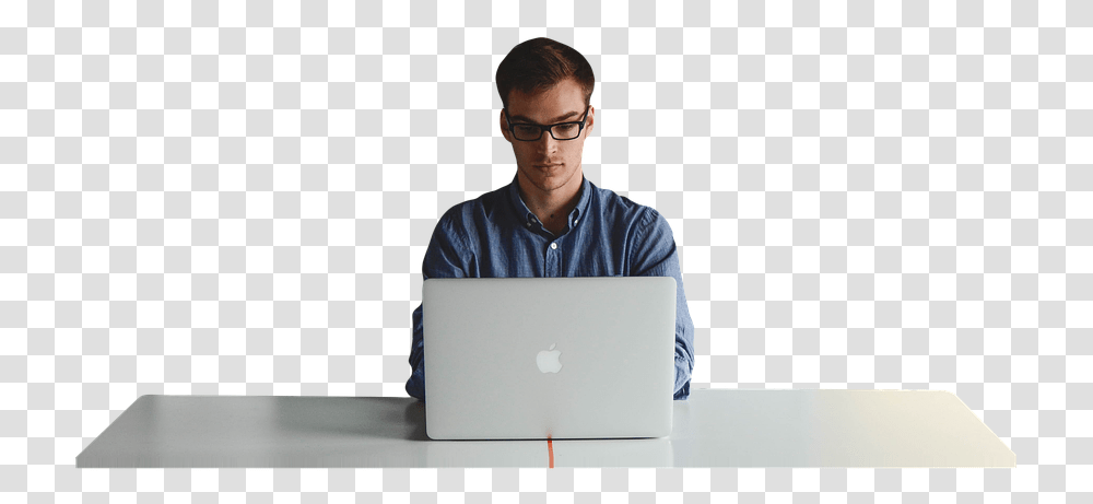 Guy On Computer, Pc, Electronics, Laptop, Person Transparent Png