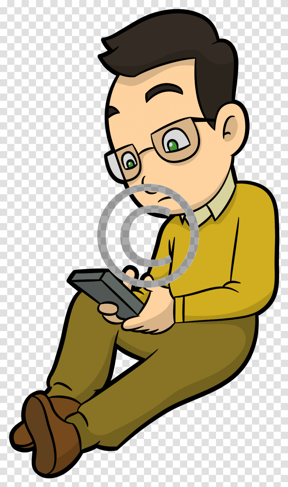 Guy On Phone Cartoon, Sitting, Photography, Electronics, Computer Transparent Png