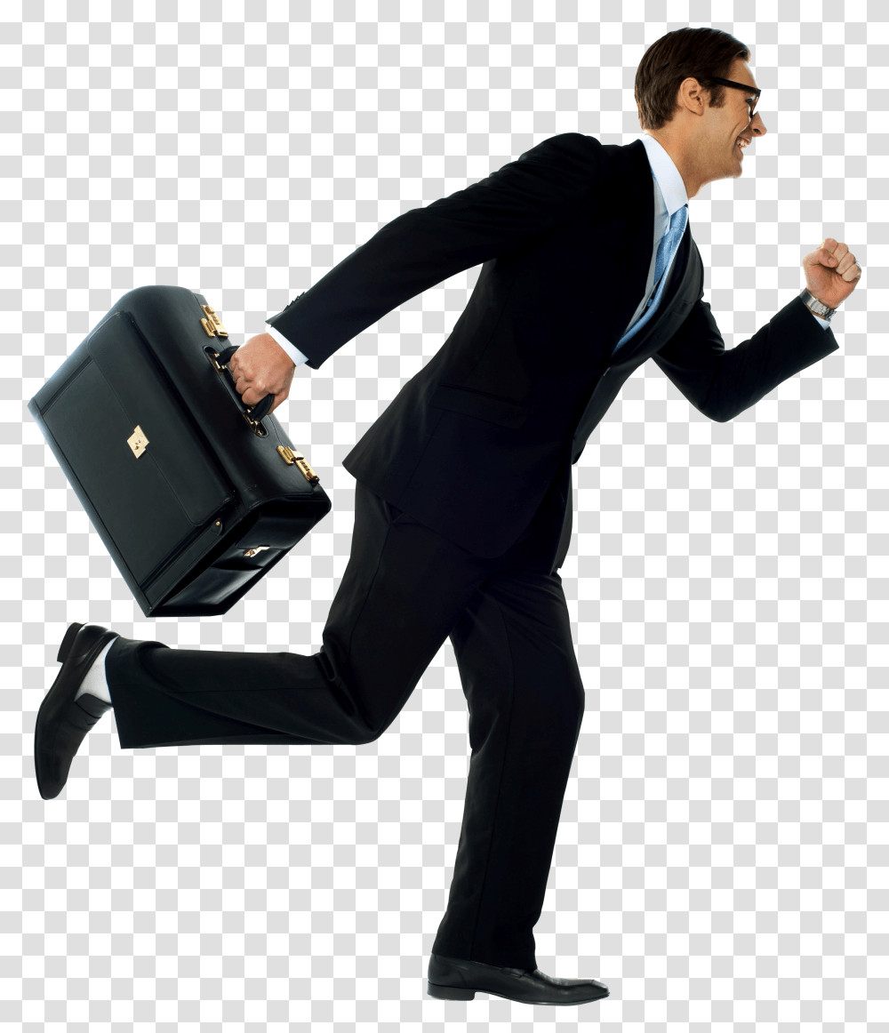 Guy Running With Suitcase, Briefcase, Bag, Person, Human Transparent Png