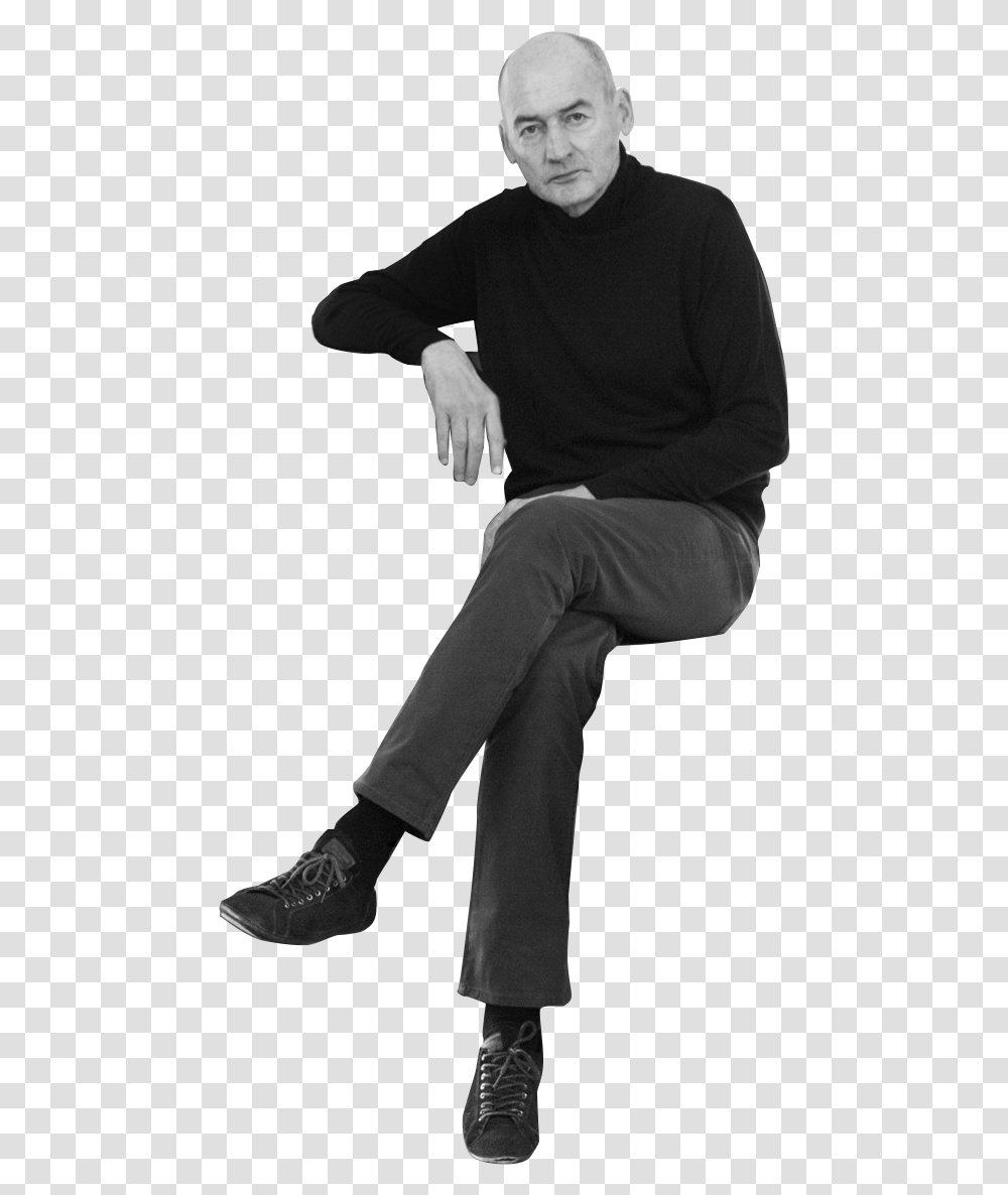 Guy Sitting Arms Up Rem Koolhaas, Sleeve, Person, Long Sleeve Transparent Png