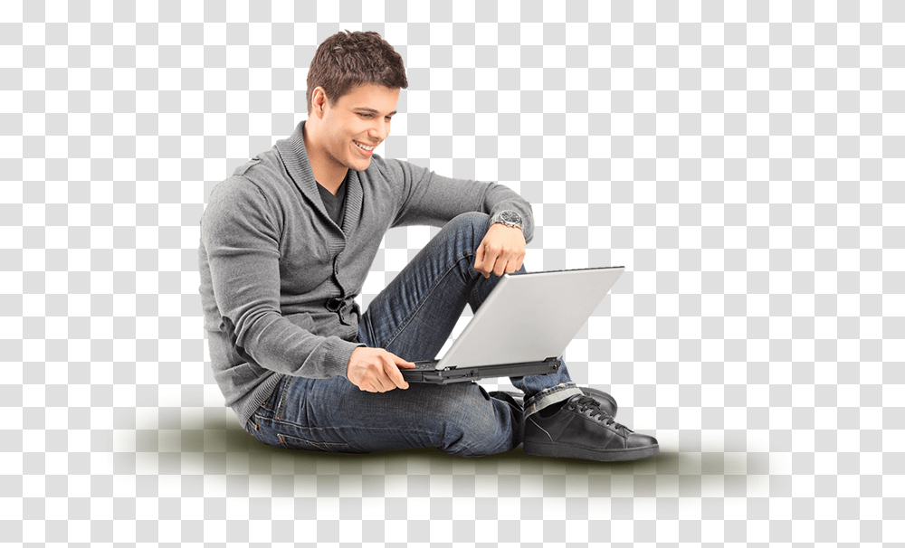 Guy Sitting On The Ground Download Guy With Laptop, Pc, Computer, Electronics, Person Transparent Png