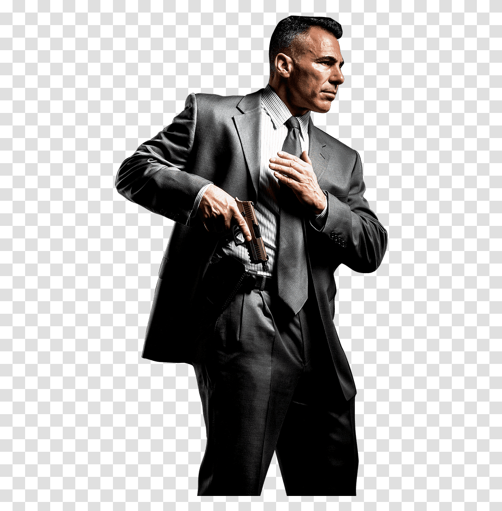 Guy With Gun Man With Gun, Suit, Overcoat, Person Transparent Png