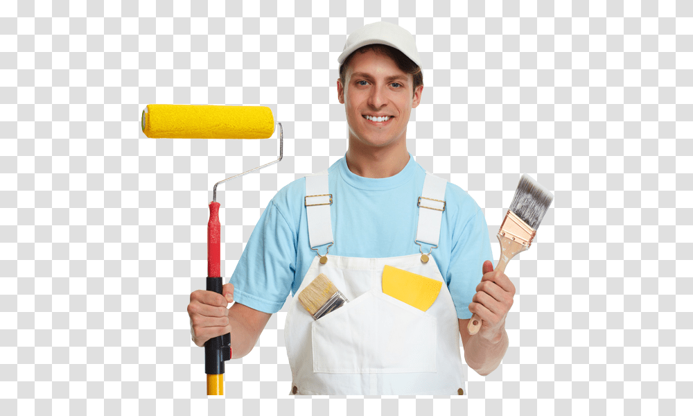 Guy With Paint Roller Man With Paint Brush, Person, Human, Apparel Transparent Png