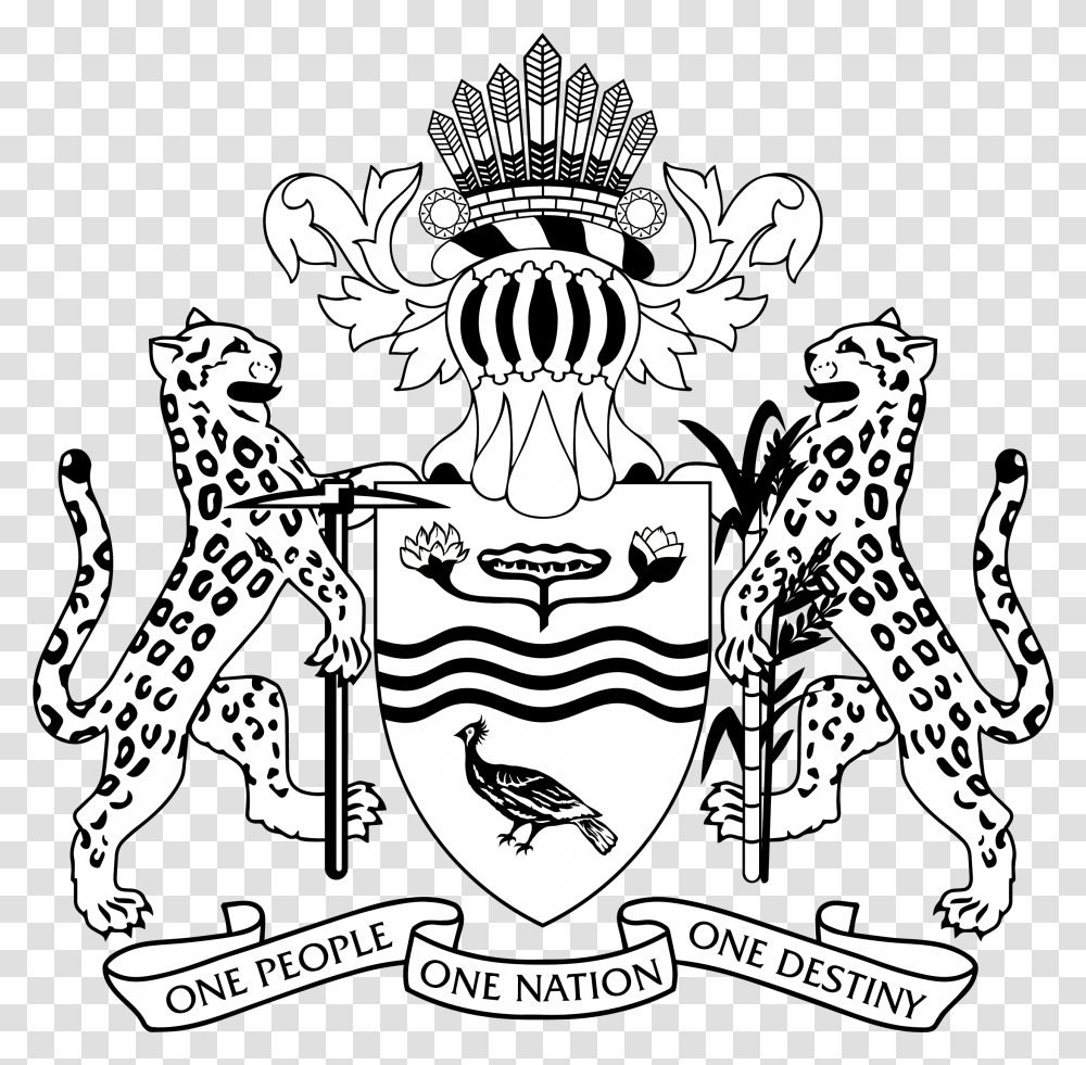 Guyana Coat Of Arms Bw Outline Guyana Coat Of Arms, Bird, Animal, Armor, Symbol Transparent Png