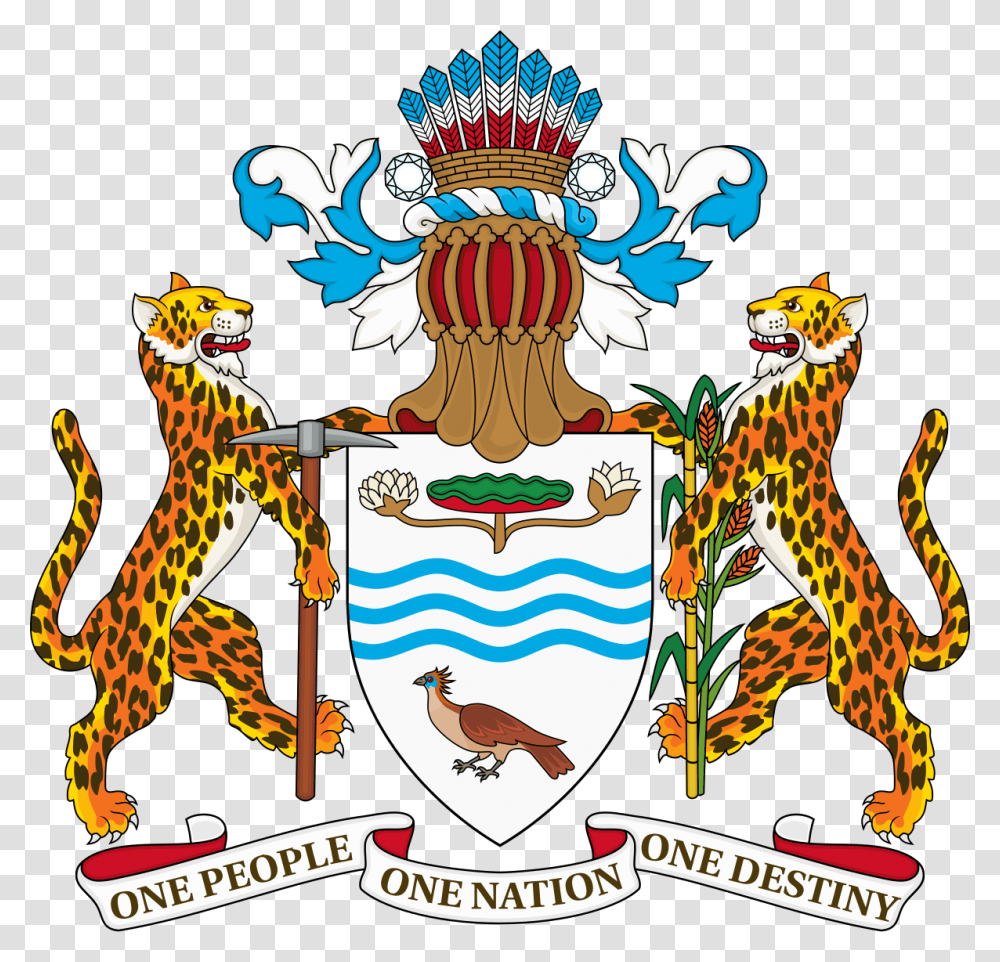 Guyana Independence Day 2019 Coat Of Arms Guyana National Coat Of Arms, Bird, Animal, Armor, Costume Transparent Png