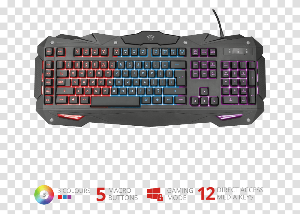 Gxt 840 Myra Gaming Keyboard Trust Myra, Computer Keyboard, Computer Hardware, Electronics Transparent Png