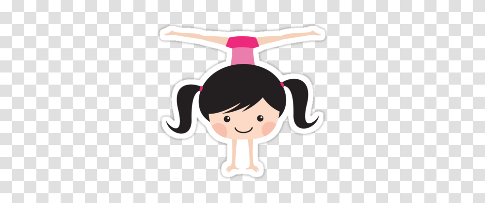 Gymnast Girl Doing Handstand And Side Splits Sticker, Face, Drawing Transparent Png