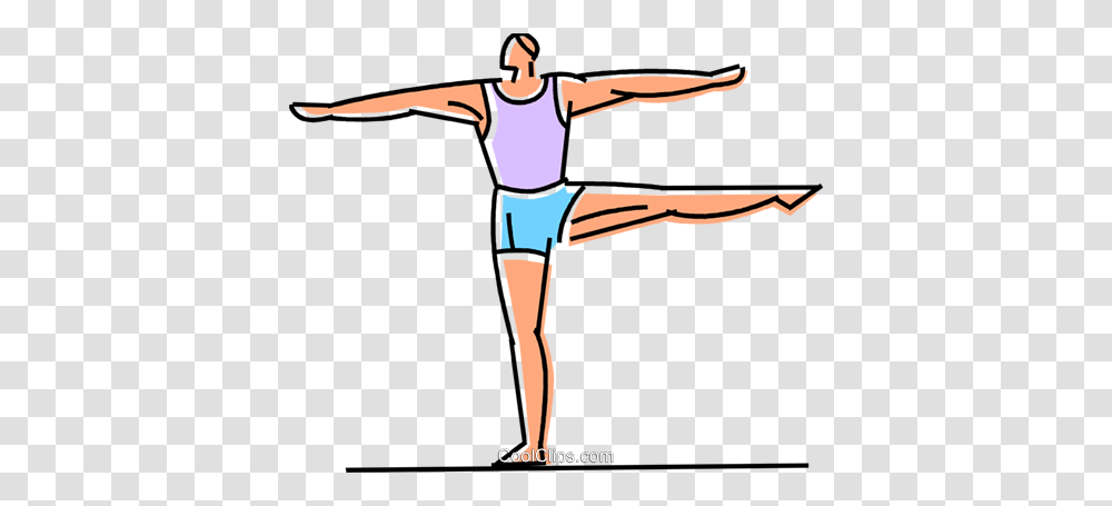 Gymnast Performing On The Balance Beam Royalty Free Vector Clip, Standing, Bow, Arm, Female Transparent Png