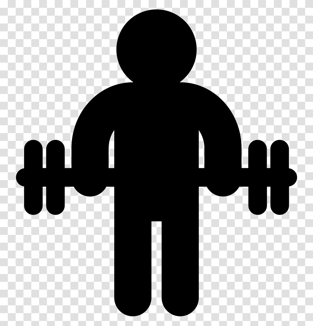 Gymnast Silhouette Standing With Dumbbells Fitness Centre Silhouette, Person, Human, Stencil Transparent Png