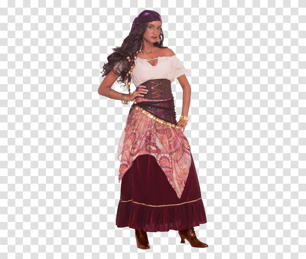 Gypsy Wanderer Women's Costume Gypsy Fortune Teller Costume, Dance Pose, Leisure Activities, Skirt Transparent Png