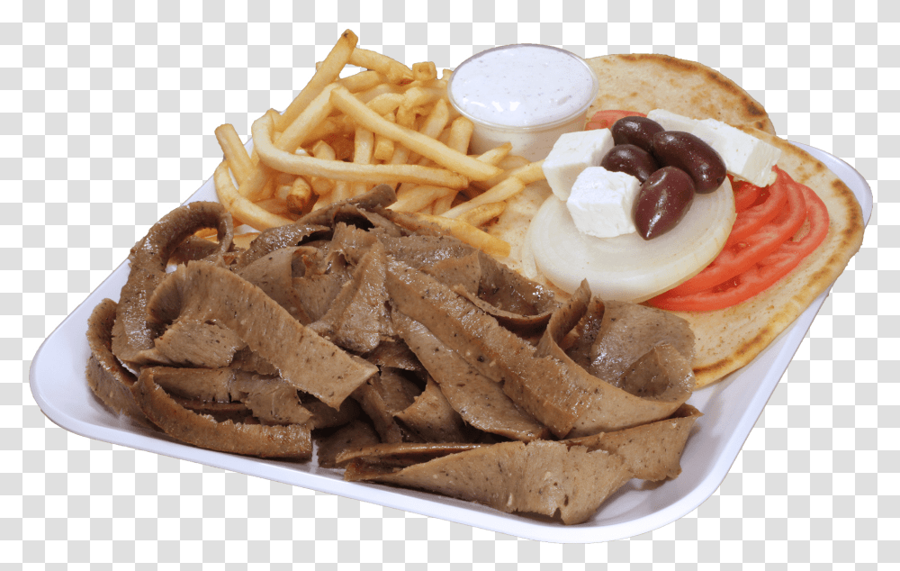 Gyro Plate, Fries, Food, Egg, Dish Transparent Png