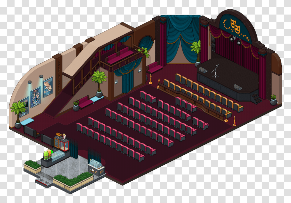 Habbo Theater Room, Handrail, Indoors, Interior Design, Staircase Transparent Png