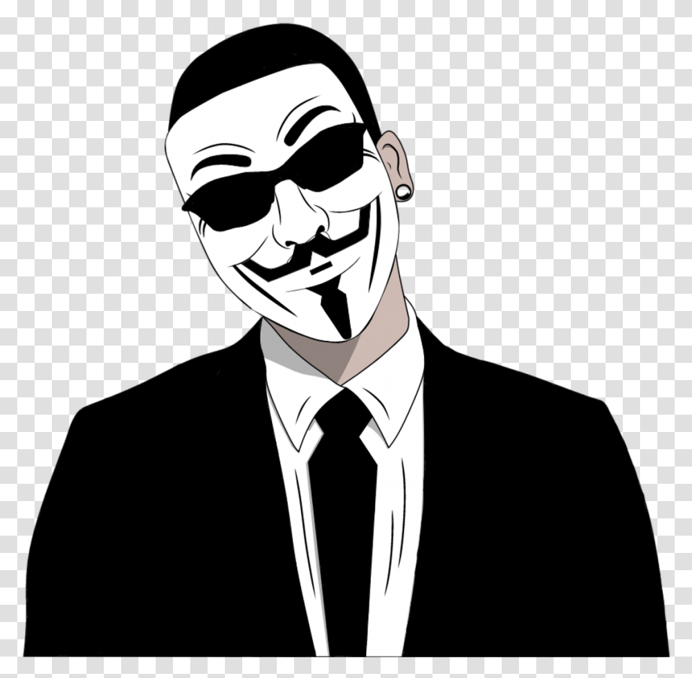 Hacker Anonymous Anonymous Hacker Free Picture, Person, Human, Tie, Accessories Transparent Png