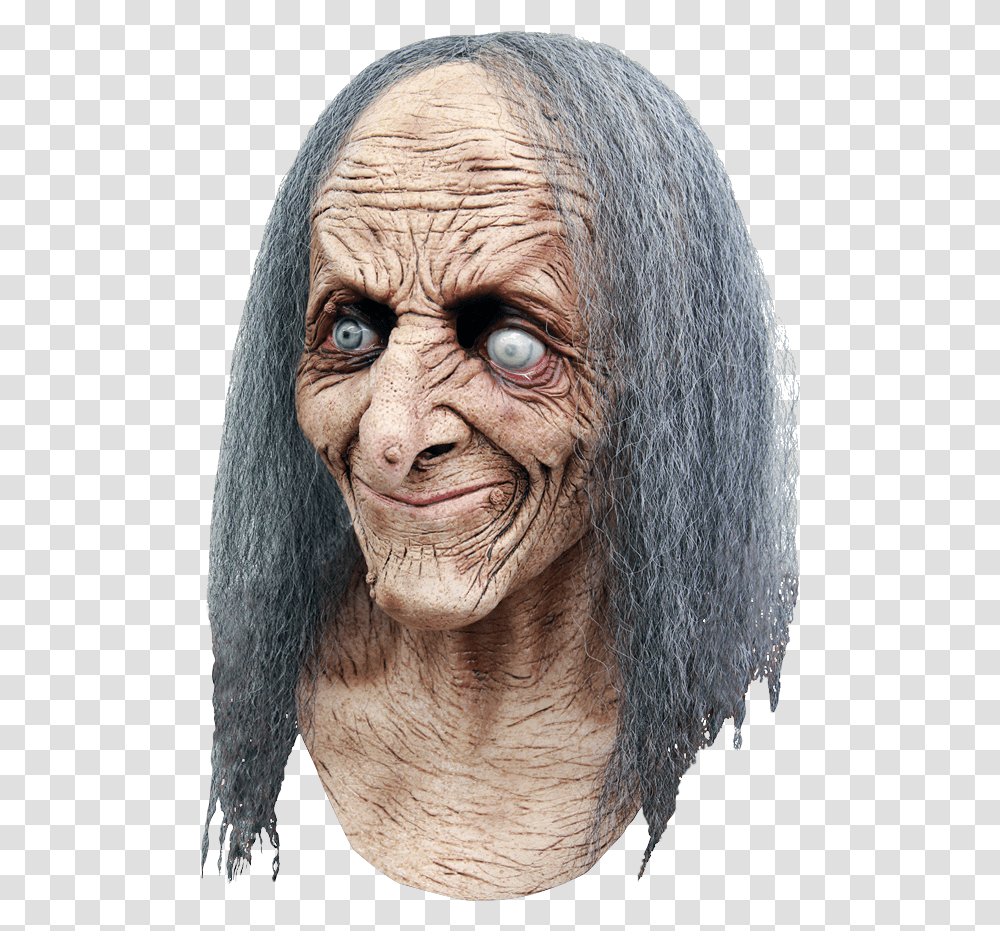 Hagatha Witch Mask Old Woman Halloween Mask, Face, Head, Hair, Portrait Transparent Png