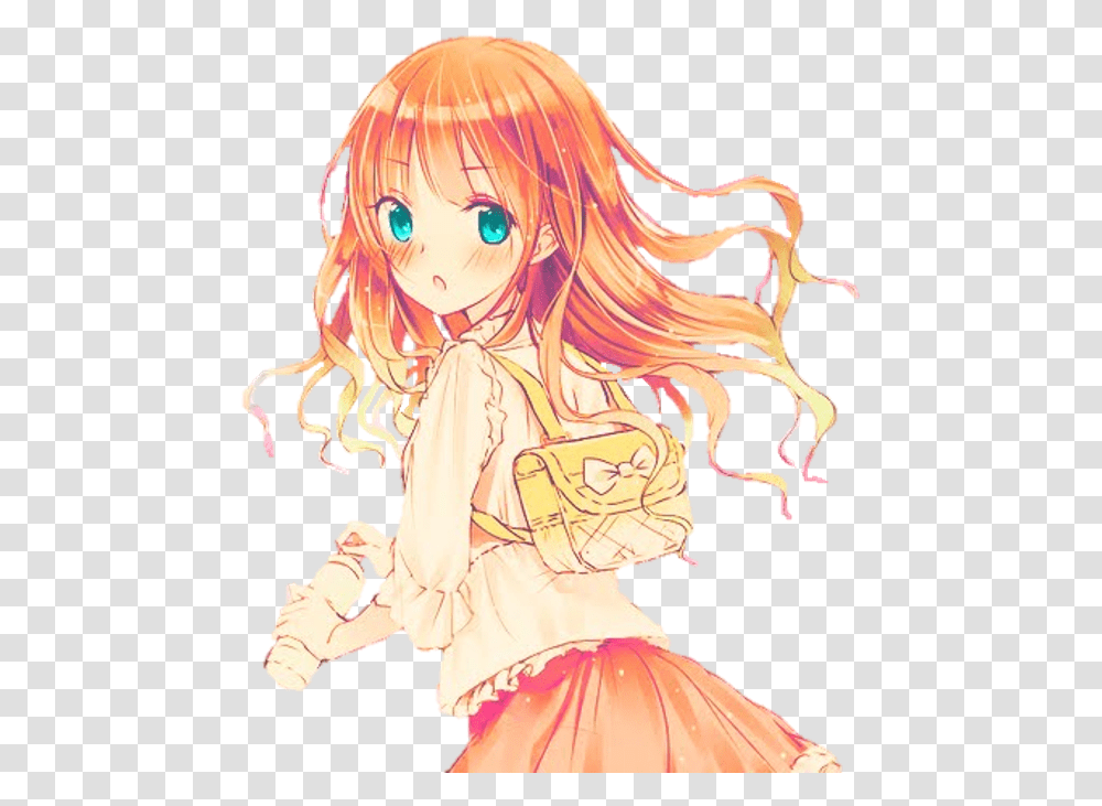 Hair Clipart Orange Free Anime Girl Orange Hair, Manga, Comics, Book Transparent Png