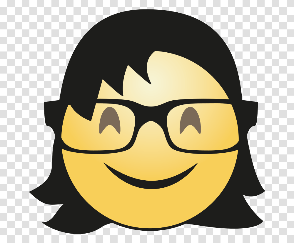 Hair Girl Emoji Background Mart Happy Face With Glasses, Label, Text, Sunglasses, Accessories Transparent Png