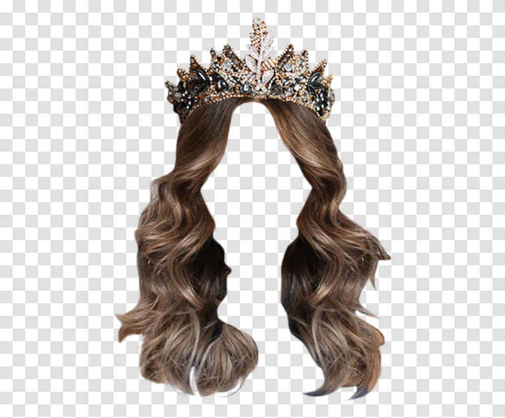 Hair Long Blond Brown Crown Queen Princess Dressup Cartoon Princess Hairstyles, Accessories, Accessory, Person, Human Transparent Png